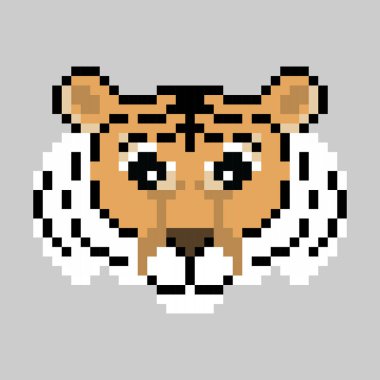 Şirin piksel kaplanı izole edildi. Vektör çizimi