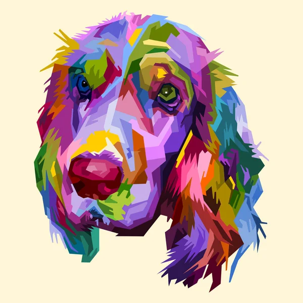 Colorful Cocker Spaniel Dog Isolated Pop Art Style Vector Illustration — Stock Vector