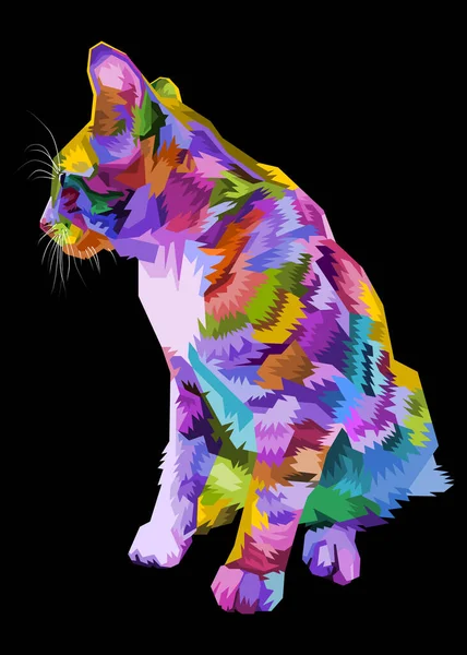 Barevné Kočky Izolované Černém Pozadí Vektorová Ilustrace — Stockový vektor