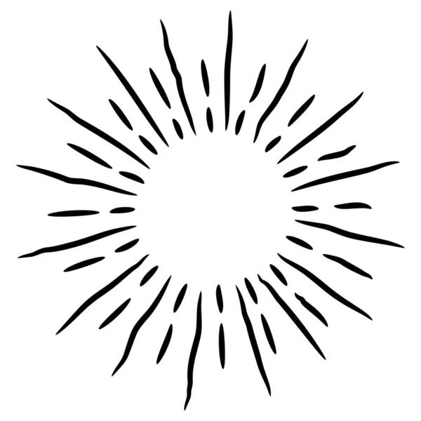 Αστρική Έκρηξη Ηλιοκαμένο Χέρι Σχεδιασμός Στοιχείο Πυροτεχνήματα Μαύρες Ακτίνες Κωμικό — Διανυσματικό Αρχείο