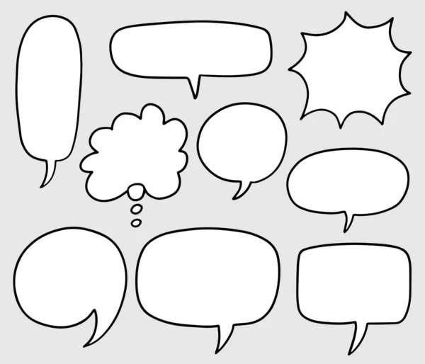 Hand Drawn Set Speech Bubbles Doodle Vector Illustration — Stock Vector