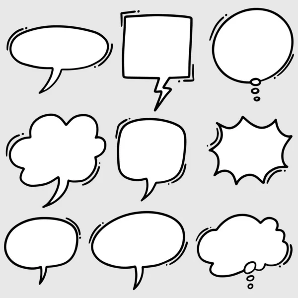 Hand Drawn Set Speech Bubbles Doodle Vector Illustration — Stock Vector