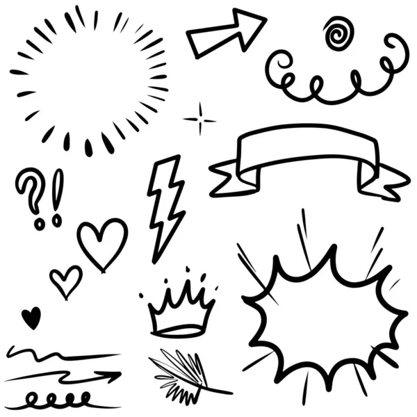 Conjunto Desenhado Mão Elementos Doodle Para Design Conceito Isolado Fundo — Vetor de Stock