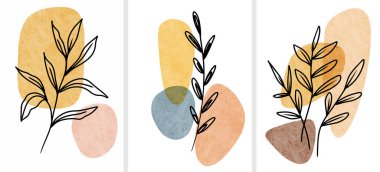 Soyut Botanik Duvar Sanatı, Soyut Yapraklar, Boho şubesi Botanik Sanatı