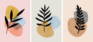 Soyut Botanik Duvar Sanatı, Soyut Yapraklar, Boho şubesi Botanik Sanatı