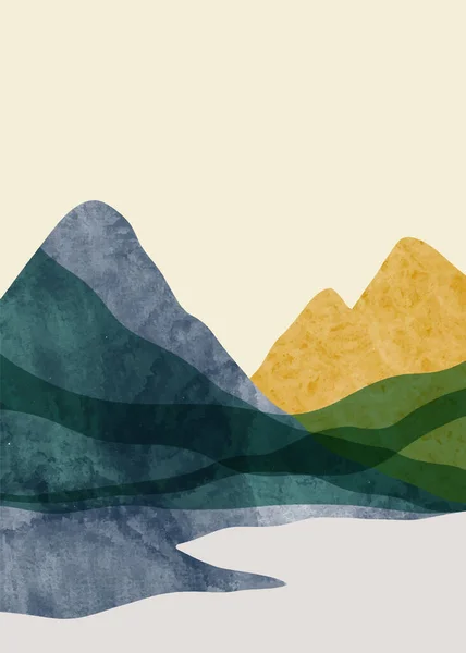 Abstrakte Berglandschaft Minimalistisches Design Abstraktes Aquarell Vektor Hintergrund Illustration — Stockvektor