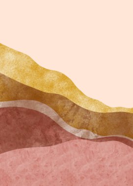 Soyut dağ manzarası, minimalist tasarım. Soyut su rengi. vektör arkaplan illüstrasyonu.