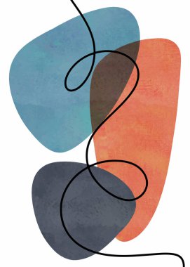 Yaratıcı minimalist el yapımı. Karalamalı ve çeşitli şekilli soyut tasarım. Vektör illüstrasyonu