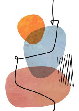 Yaratıcı minimalist el yapımı. Karalamalı ve çeşitli şekilli soyut tasarım. Vektör illüstrasyonu