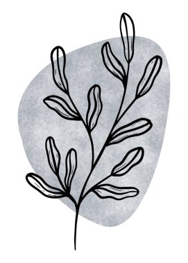 Soyut Botanik Duvar Sanatı, Soyut Yapraklar, duvar dekorasyonu, kartpostal veya broşür tasarımı için boho dalı botanik sanatı. Vektör illüstrasyonu.