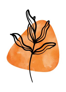 Soyut Botanik Duvar Sanatı, Soyut Yapraklar, duvar dekorasyonu, kartpostal veya broşür tasarımı için boho dalı botanik sanatı. Vektör illüstrasyonu.