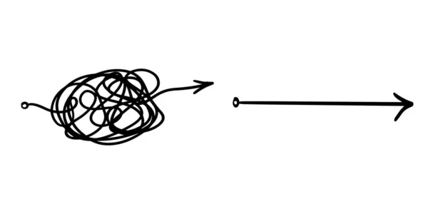 Confusion Clarté Concept Idée Vectorielle Chemin Simplifier Complexe Ligne Désordonnée — Image vectorielle