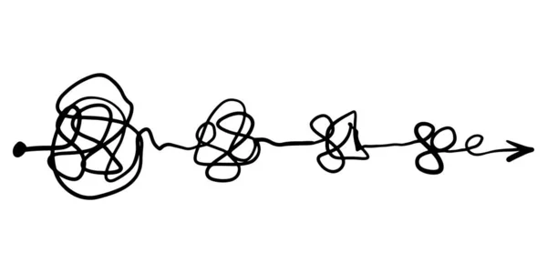 Verwarringsduidelijkheid Begrip Padvector Het Complex Vereenvoudigen Rommelige Lijn Als Harde — Stockvector