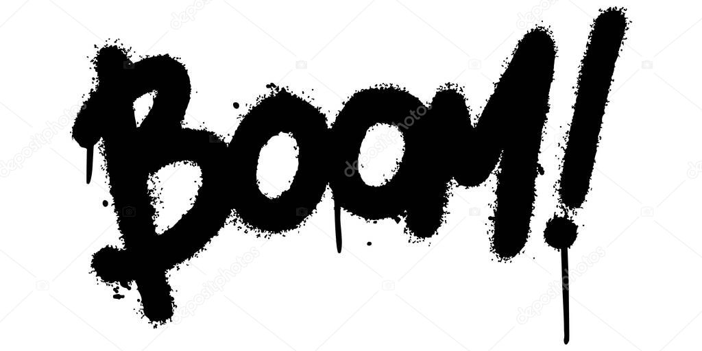 graffiti boom word sprayed isolated on white background. Sprayed boom font graffiti. vector illustration.