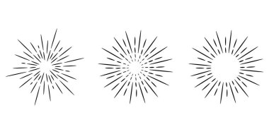 Yıldız patlaması, güneş patlaması el çizimi. Havai fişek tasarımı Black Ray 'ler. Çizgi roman patlama etkisi. Radyasyon yayıyor..