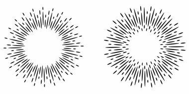 Yıldız patlaması, güneş patlaması el çizimi. Havai fişek tasarımı Black Ray 'ler. Çizgi roman patlama etkisi. Radyasyon yayıyor..