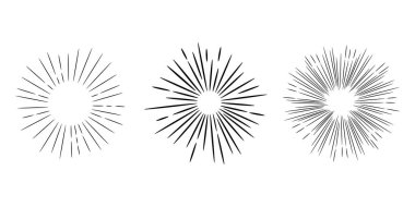 Yıldız patlaması, güneş patlaması el çizimi. Havai fişek tasarımı Black Ray 'ler. Çizgi roman patlama etkisi. Radyasyon yayıyor..