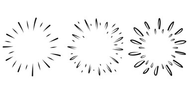 Yıldız patlaması, güneş patlaması el çizimi. Havai fişek tasarımı Black Ray 'ler. Çizgi roman patlama etkisi. Radyasyon yayıyor..