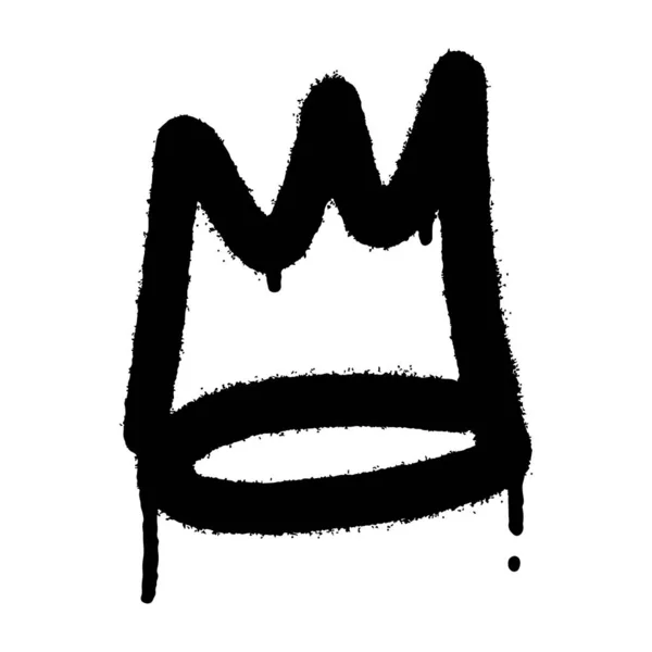 Іконка Корони Графіті Розпилювачем Над Чорним Над Білим Векторна Ілюстрація — стоковий вектор