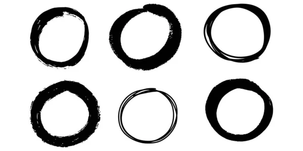 Jeu Croquis Vectoriel Dessiné Main Ligne Cercle Gribouillage Isolé Sur — Image vectorielle