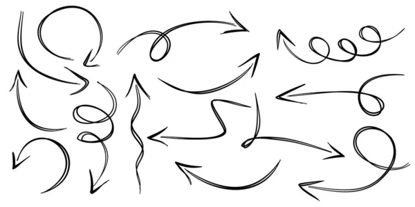 Conjunto Setas Desenhadas Mão Isolado Fundo Branco Para Infográfico Negócios —  Vetores de Stock