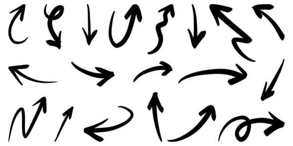 Conjunto Setas Desenhadas Mão Isolado Fundo Branco Para Infográfico Negócios —  Vetores de Stock