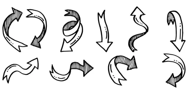 Conjunto Setas Desenhadas Mão Isolado Fundo Branco Para Infográfico Negócios — Vetor de Stock