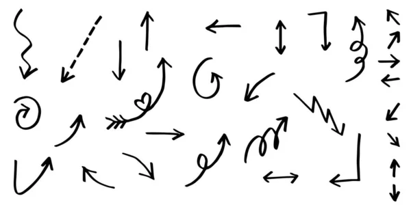 一组在白色背景上隔离的手绘箭头 用于商业信息 网页和概念设计 矢量涂鸦设计元素 — 图库矢量图片