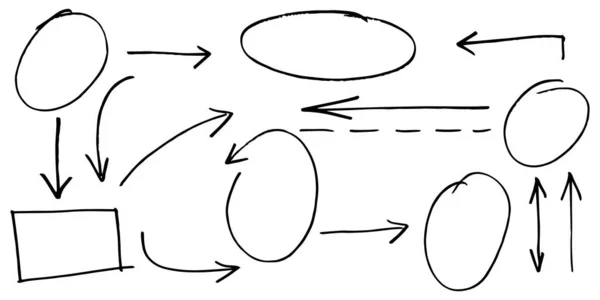 Lignes Caniche Flèches Cercles Courbes Vector Hand Dessinés Éléments Conception — Image vectorielle