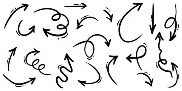 Conjunto Setas Desenhadas Mão Isolado Fundo Branco Para Infográfico Negócios —  Vetores de Stock