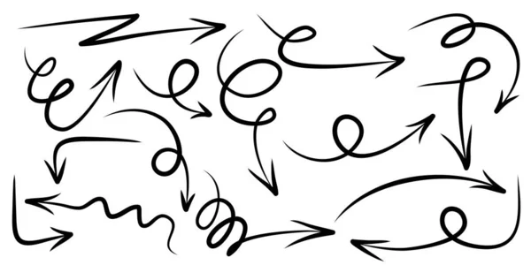 Conjunto Flechas Dibujadas Mano Aisladas Sobre Fondo Blanco Para Infografía — Archivo Imágenes Vectoriales