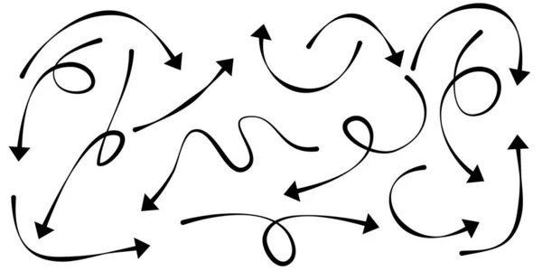 Conjunto Setas Desenhadas Mão Isolado Fundo Branco Para Infográfico Negócios — Vetor de Stock