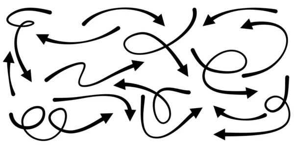 白地に孤立した手描き矢印のセット ビジネスインフォグラフィック バナー ウェブ コンセプトデザインのためのベクトルドアのデザイン要素 — ストックベクタ