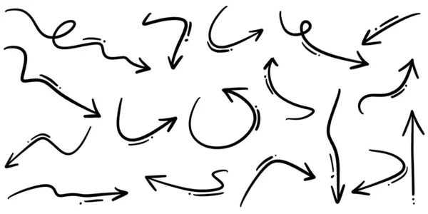 Conjunto Flechas Dibujadas Mano Aisladas Sobre Fondo Blanco Para Infografía — Vector de stock