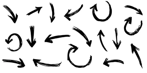 Zestaw Ręcznie Rysowane Strzałki Izolowane Białym Tle Projektowania Infografik Biznesowych — Wektor stockowy