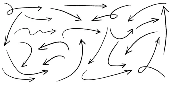 Conjunto Setas Desenhadas Mão Isolado Fundo Branco Para Infográfico Negócios —  Vetores de Stock