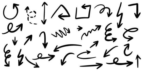 Conjunto Setas Desenhadas Mão Isolado Fundo Branco Para Infográfico Negócios — Vetor de Stock