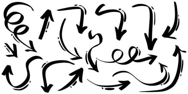 Conjunto Flechas Dibujadas Mano Aisladas Sobre Fondo Blanco Para Infografía — Archivo Imágenes Vectoriales