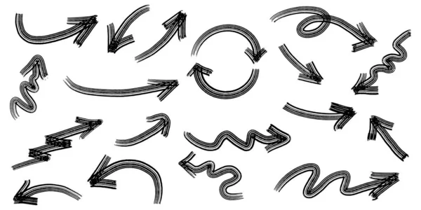 一组在白色背景上隔离的手绘箭头 用于商业信息 网页和概念设计 矢量涂鸦设计元素 — 图库矢量图片