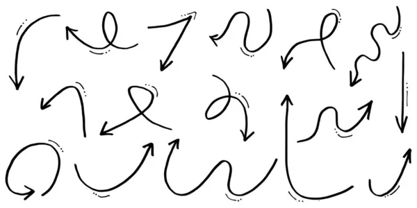Conjunto Setas Desenhadas Mão Isolado Fundo Branco Para Infográfico Negócios — Vetor de Stock