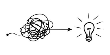 Kafa karışıklığı berraklığı ya da yol vektör fikri. Kompleksi basitleştiriyorum. Doodle vektör illüstrasyonu .