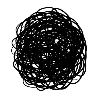 Karmaşık karalama eskizini elle çizdim. Soyut karalama, beyaz arka planda izole edilmiş kaos çizim deseni. Vektör illüstrasyonu.