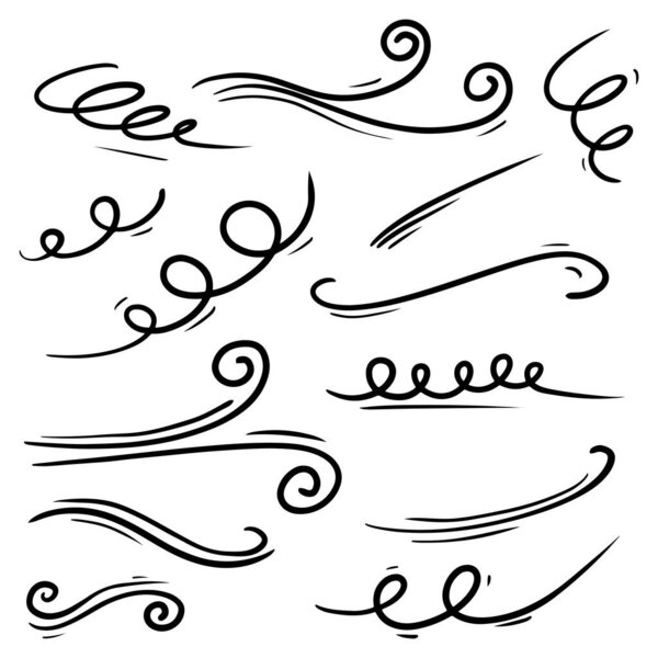 Doodle of wind gust isolated on a white background. hand drawn  vector illustration.