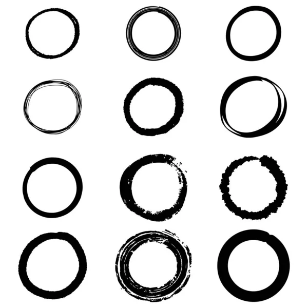 Sada Ručně Kreslené Vektor Čmáranice Kruh Skica Izolované Bílém Pozadí — Stockový vektor
