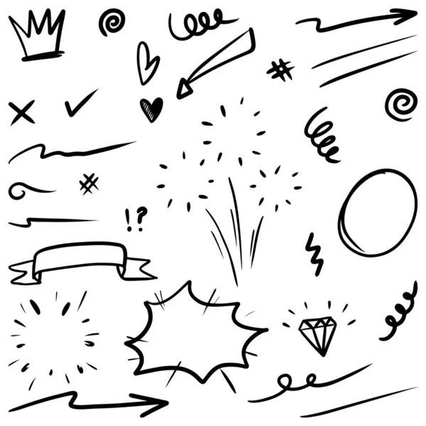 Set Dessiné Main Éléments Doodle Pour Conception Concept Isolé Sur — Image vectorielle