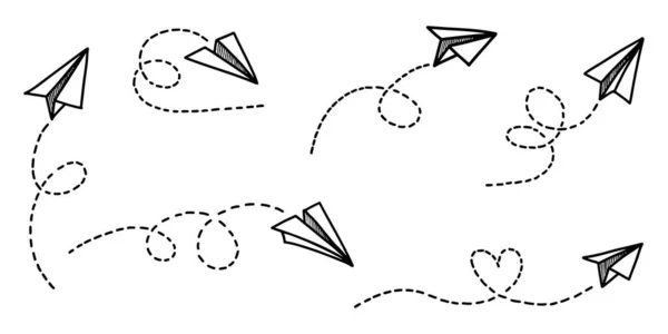 Gekritzeltes Papierflieger Symbol Handgezeichnetes Papierflugzeug Vektorillustration — Stockvektor