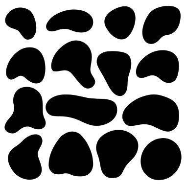 Rastgele leke, mürekkep lekesi. Organik leke, leke. Beyaz arka planda izole edilmiş rastgele organik geometrik yuvarlak desen. vektör illüstrasyonu.