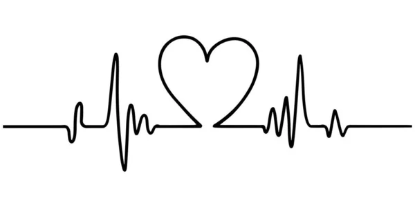 Ζωγραφισμένη Στο Χέρι Καρδιά Καρδιακό Παλμό Απομονωμένη Λευκό Φόντο Εικονογράφηση — Διανυσματικό Αρχείο