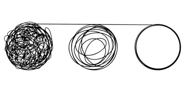Kafa karışıklığı berraklığı ya da yol vektör fikri. Kompleksi basitleştiriyorum. Doodle vektör illüstrasyonu .