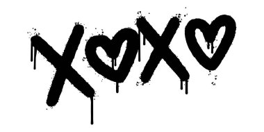 graffiti xoxo word sprayed isolated on white background. Sprayed xoxo font graffiti. vector illustration. clipart